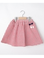 【80-120cm】ギンガムチェックスカートつきパンツ/レッド(262)