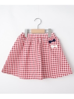 【80-120cm】ギンガムチェックスカートつきパンツ/レッド(262)