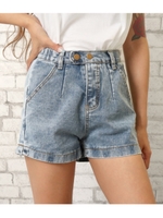 【ANAP】ダブルボタンデニムショートパンツ/ブルー(019)