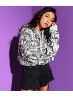 【ANAP】フォトプリントクロップドフーディートップス/ホワイト/ブラック(058)