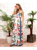 【AnapUSA】タッセルホルター花柄ベアオールインワン/ホワイト(001)