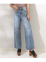 【CHILLE】 ダメージ入りデニムパンツ/ブルー(019)