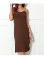 【CHILLE】 リブニットキャミワンピース/ブラウン(015)