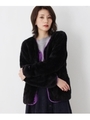 【Champion/WEB限定品番】カラートリムフェイクファージャケット/ブラック(019)