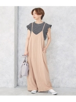 【Factor=】レーヨンリネンアシンメトリーサロペット/ベージュ(005)