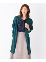 【KITHOT】針抜きワイドリブロングニットカーディガン/ダークグリーン(023)