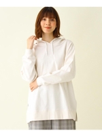 【M-LL】USAコットン裏毛スリットフードチュニック/ホワイト(002)