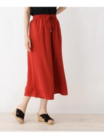 【M-LLまで】スラブ前リボンワイドパンツ/レンガ(069)