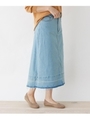【M-L】サスティナブルデニムロングスカート/ライトブルー(091)
