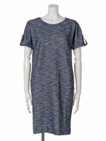 【Rejoove】袖タブ付きサックワンピース/ブルー