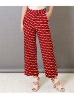 【Settimissimo】 ジオメトリック柄テーパードパンツ/レッド(025)