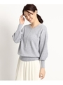 【S〜Lサイズあり、洗える】ウール混パフスリーブニットプルオーバー/ライトグレー(011)