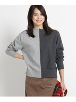 【Sサイズあり、洗える】配色アシンメトリー裏毛プルオーバー/グレー(012)