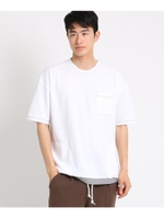 【WEB限定】裾スピンドル配色ステッチTシャツ/オフホワイト(003)