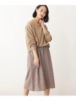 【WEB限定サイズ・04（LL）】グレンチェックドッキングワンピース/サンドベージュ(053)