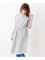 【WEB限定サイズ・05（3L)あり/らくリネン】麻混ブラウジングワンピース/ブラック(319)