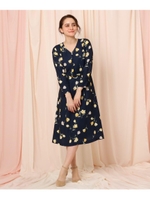 【WEB限定サイズ（LL）あり】チューリップブルームワンピース/ネイビー(193)