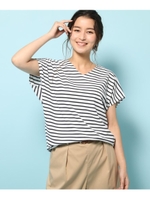 【WEB限定サイズあり】ひんやりＶネックカットソー/ネイビー(393)