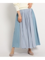 【XS〜Lサイズあり・洗える】パウダーサテン切り替えスカート/ライトブルー(591)