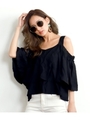 【anap Latina】 肩あきフレアトップス/ブラック(027)