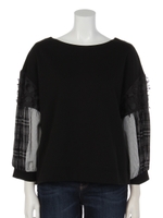 【ｄｏ】袖チェックポイントトップス/ブラック