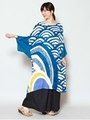 【カヤ】青海波×小紋柄ワンピース/ブルー