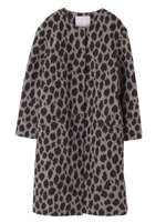 【コート】レオパードノーカラーコクーンコート/ブラウン系