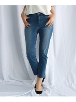 【マシンウォッシャブル】ウエストゴムテーパードデニムパンツ/ブルー(092)