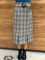 【葛岡碧着用】チェックタックヘムタイトスカート/ライトミックス