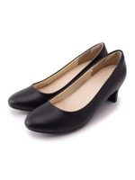 【晴雨兼用】ら・く・こ＋（ラウンドトゥパンプス）/レザー調ブラック(919)