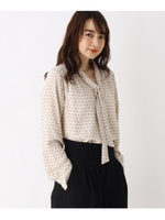 【洗える・42(LL)WEB限定サイズ】ボウタイ２WAYプルブラウス/ライトベージュ(151)