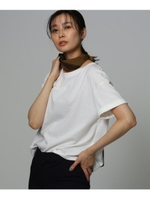 【洗える・遮熱】ドロップショルダーコットン混Tシャツ/ホワイト(001)