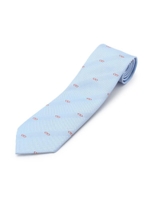 【洗える】めがね柄ネクタイ/サックス(090)