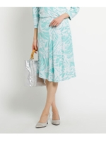 【洗える】ウェーブプリントフレアスカート/ライトグリーン(121)