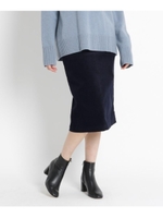 【洗える】コットンコーデュロイタイトスカート/ネイビー(093)