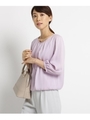 【洗える】ジョーゼットラッフルブラウス/パープル(080)