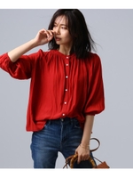 【洗える】デシンエアフローブラウス/レッド(062)