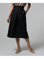 【洗える】リネンライクミディスカート/ブラック(019)