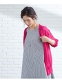 【洗濯機可】【らくリネン】クルーネックカーディガン/ラズベリーピンク(073)
