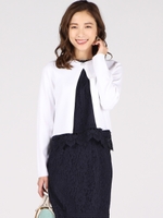 【大きいサイズ】《手洗い可能》ワン釦ボレロカーディガン/ホワイト