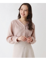 【大きいサイズあり・13号・15号】Vネックジョーゼットブラウス/ピンク(070)