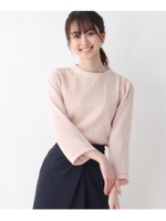【大きいサイズあり・13号・15号】タイル風レースプルオーバー/ベビーピンク(071)