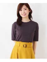 【大きいサイズあり・13号・15号】レーヨン混五分袖ニットプルオーバー/チャコールグレー(014)