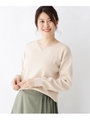 ＜WEB限定・LLサイズあり＞＜UVカット＞＜毛玉ができにくい＞＜洗える＞良質コットン Ｖネックニット/ライトベージュ(051)