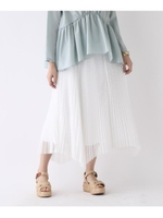 ◆MUVEIL　メッシュプリーツスカート/ホワイト(001)