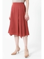 ◆コットンツイルイレヘムタックフレアスカート/レッド(100)