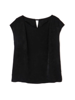 ◆ピーチサテンバックボタンブラウス/ブラック(010)