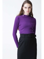 ◆モックネックＲＩＢトップス/パープル(080)