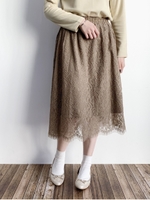 すきな丈レーススカート(ミディ)/モカ