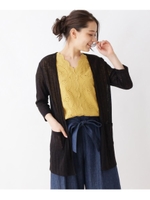 はり抜きストライプニットカーディガン/ブラック(019)